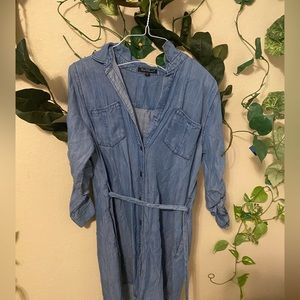 Denim blue dress. It comes with a detachable belt